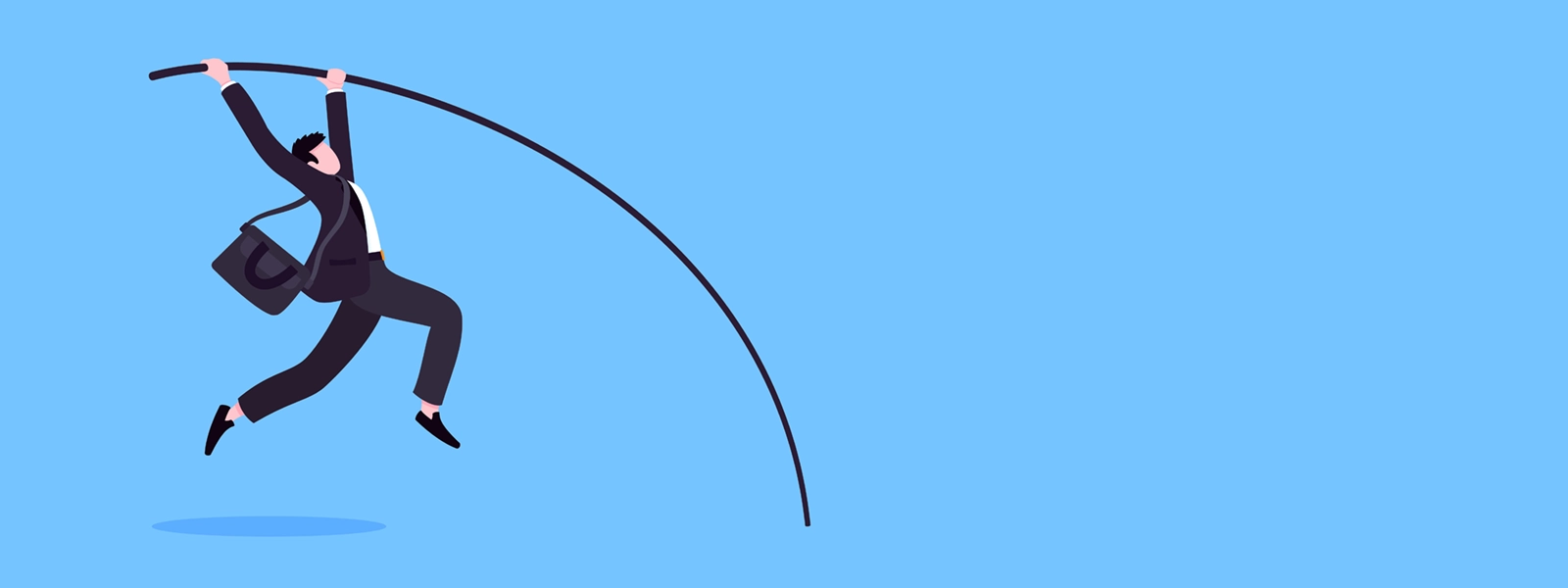 a cartoon of a businessperson pole valuting